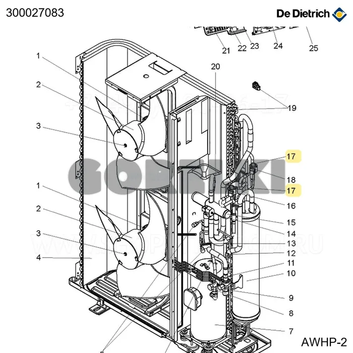 Катушка электромагнитного клапана ТРВ awhp 22-27 tr De Dietrich 300027082 для газового котла