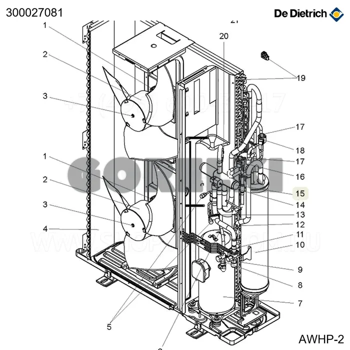 Клапан 4-ходовой awhp 22-27 tr De Dietrich 300027081 для газового котла