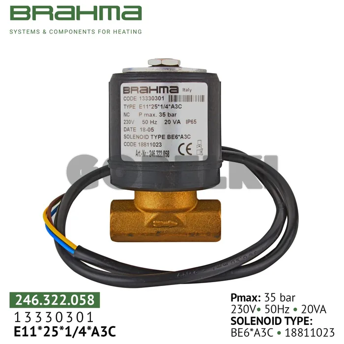 Клапан Brahma E11*25*1/4*A3C