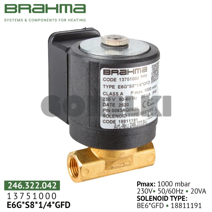 Клапан Brahma E6G*S8*1/4*GFD 13751000