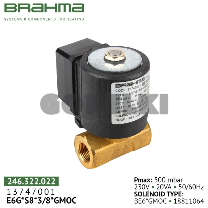 Клапан Brahma E6G*S8*3/8*GMOC 13747001