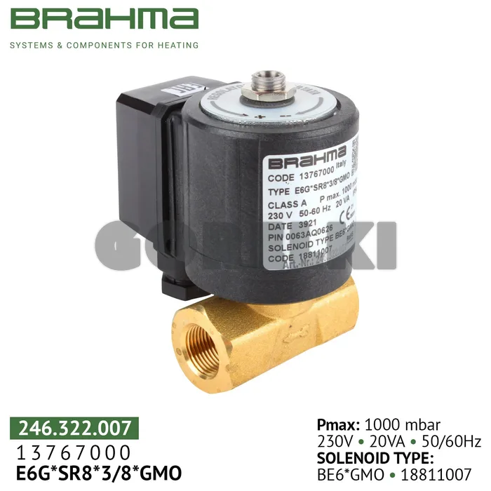 Клапан Brahma E6G*SR8*3/8*GMO 13767000