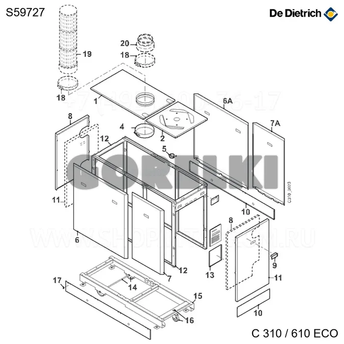 Клапан дымовой в сборе De Dietrich S59727 для газового котла