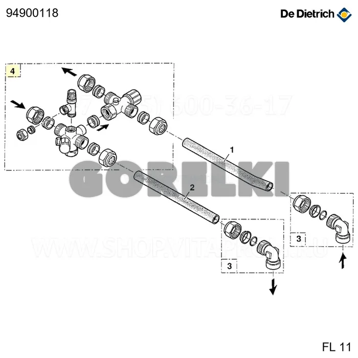 Клапан многофункциональный esbe De Dietrich 94900118 для газового котла