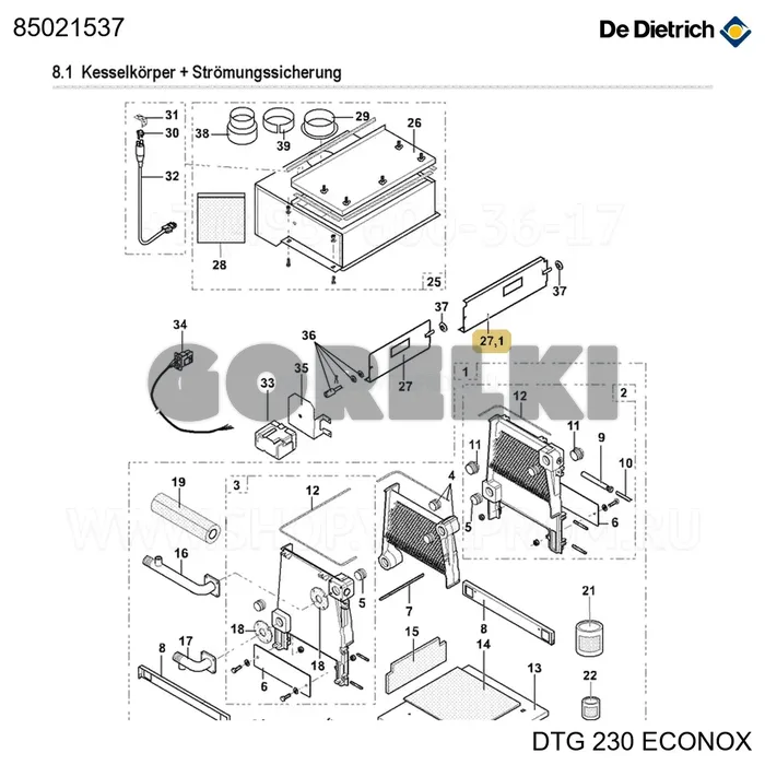 Клапан обратный с осью eox/ii 14 De Dietrich 85021537 для газового котла