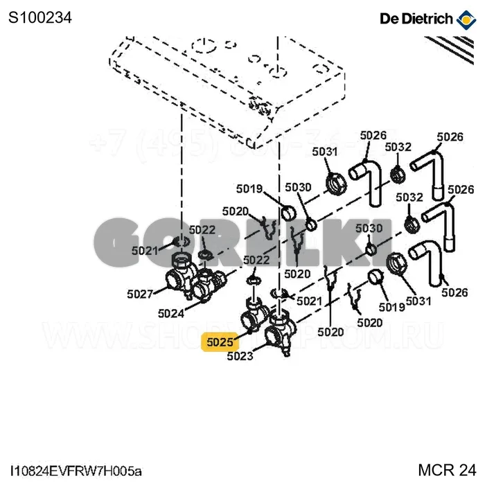 Клапан запорный 1/2" m10x1 De Dietrich S100234 для газового котла