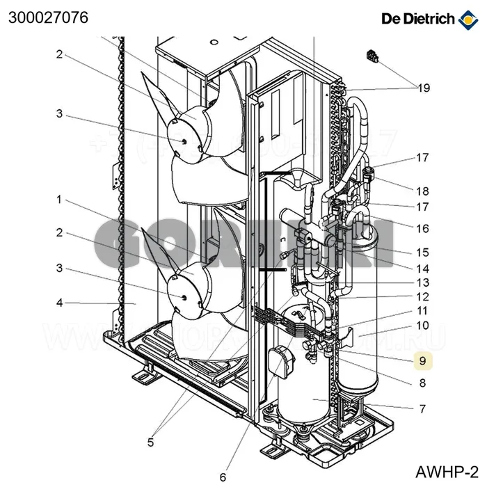 Клапан запорный 3/4" h.p. жидкостный 22-27 tr De Dietrich 300027076 для газового котла