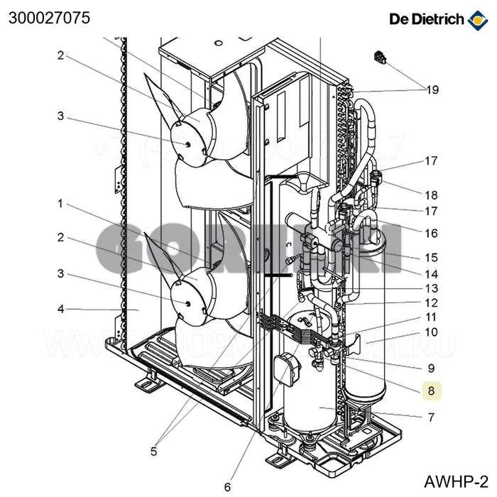 Клапан запорный 3/8" h.p. жидкостный 22tr De Dietrich 300027075 для газового котла
