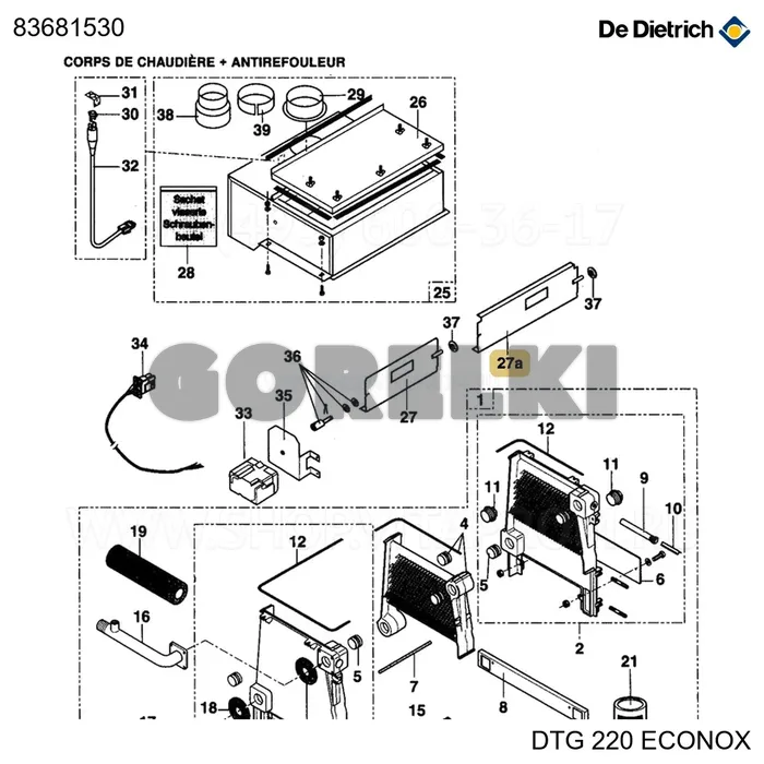 Клапан запорный+ось 10 эл. nez De Dietrich 83681530 для газового котла