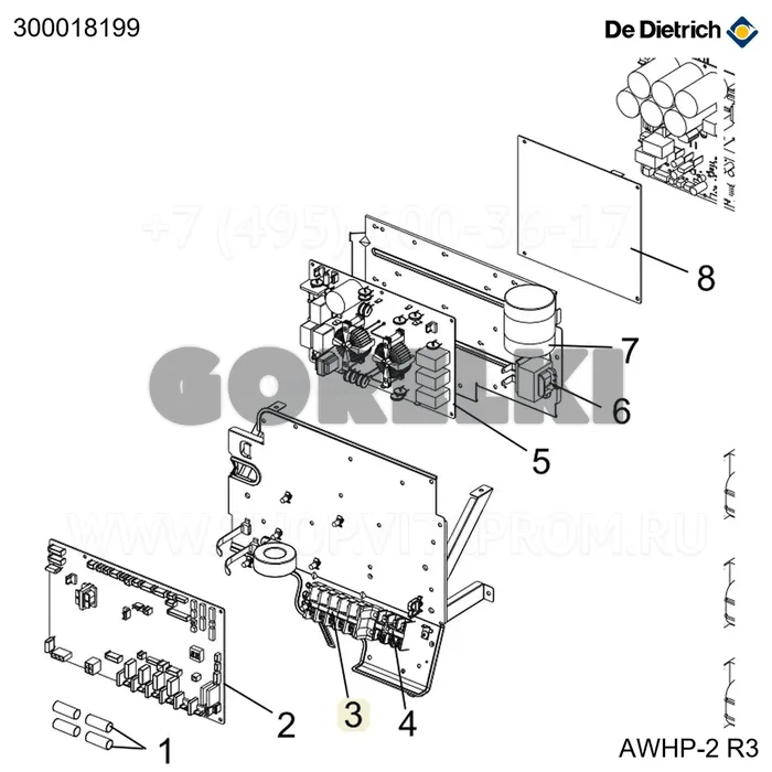 Клеммник подключения awhp tr De Dietrich 300018199 для газового котла