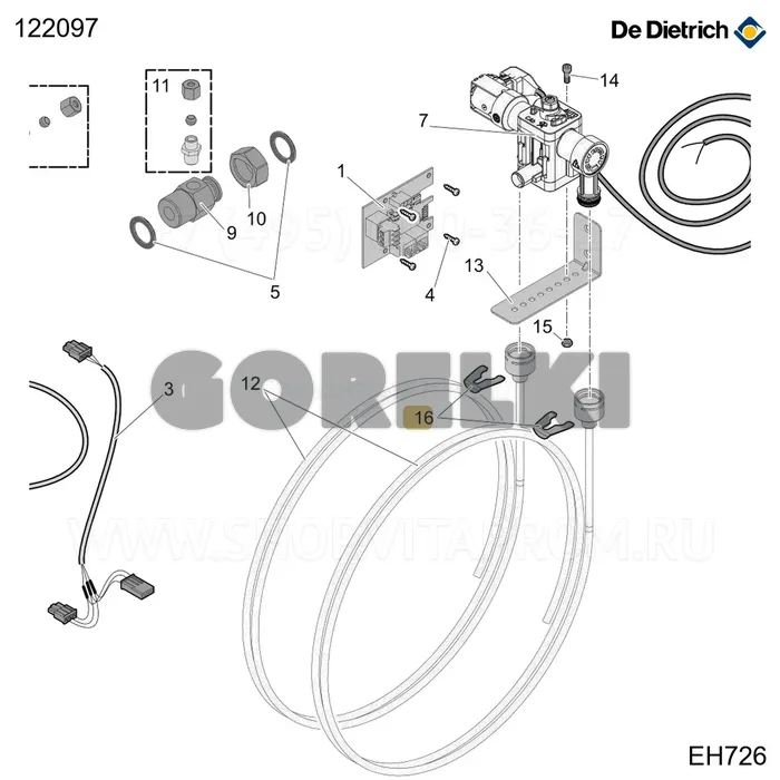 Клипса D14 De Dietrich 122097 для газового котла