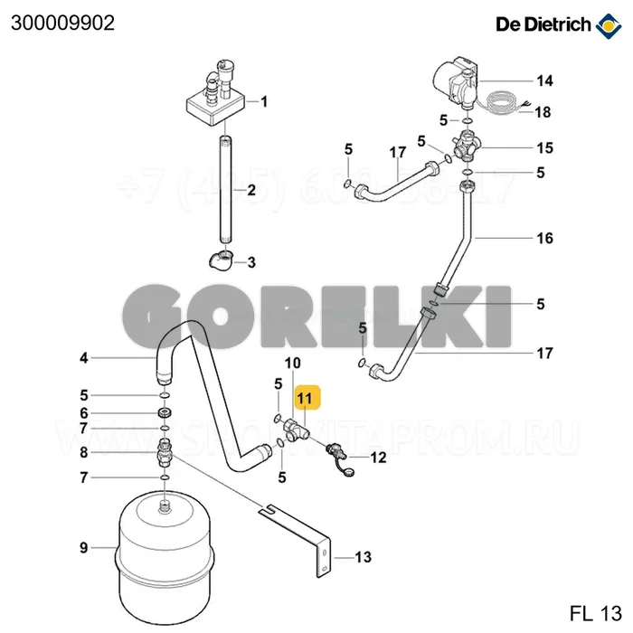Колено 90° G1"M-G1"F-Rp1/2" De Dietrich 300009902 для газового котла
