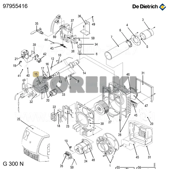 Колено газовой линии короткое De Dietrich 97955416 для газового котла