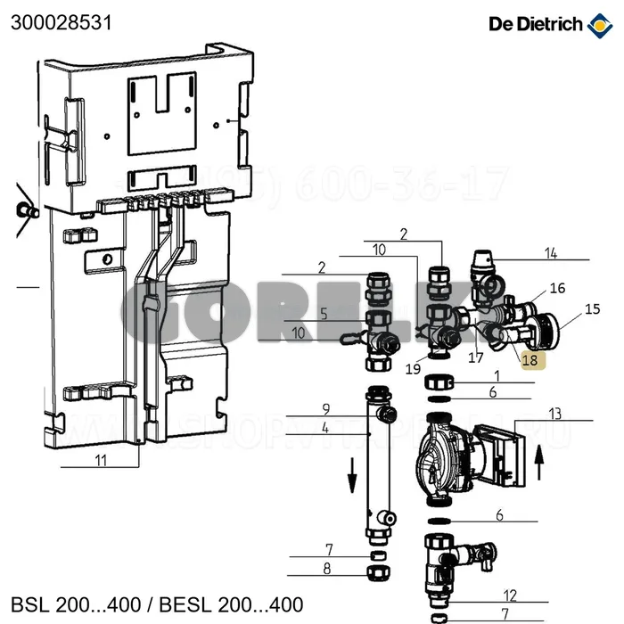 Колено м/р 3/8" De Dietrich 300028531 для газового котла