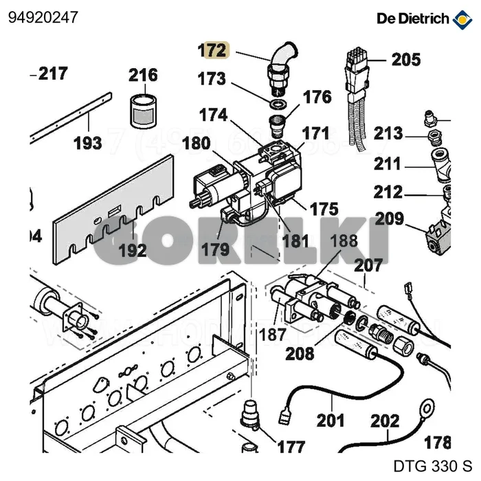 Колено с накидной гайкой n97 3/4" De Dietrich 94920247 для газового котла