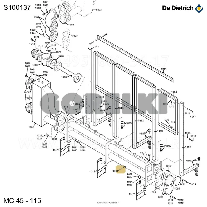 Коллектор основной 65-2 De Dietrich S100137 для газового котла