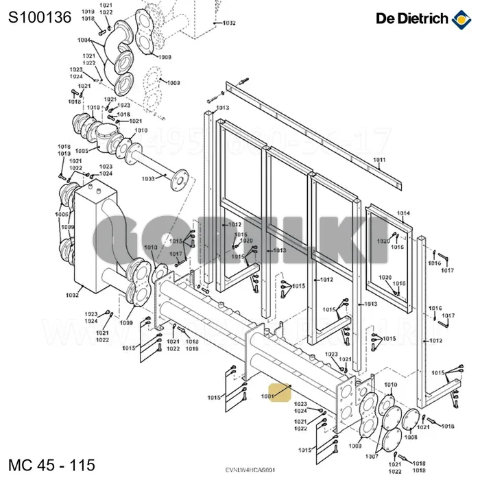 Коллектор основной 65-3 De Dietrich S100136 для газового котла