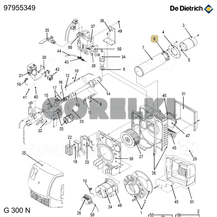 Комплект форсунки воздуха De Dietrich 97955274 для газового котла