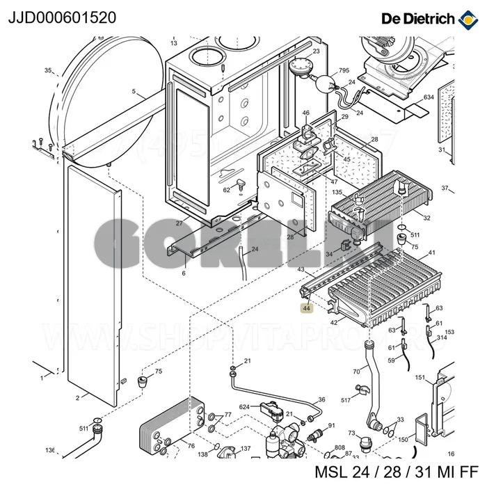 Комплект инжекторов d.0,74 bp De Dietrich JJJ000601520 для газового котла