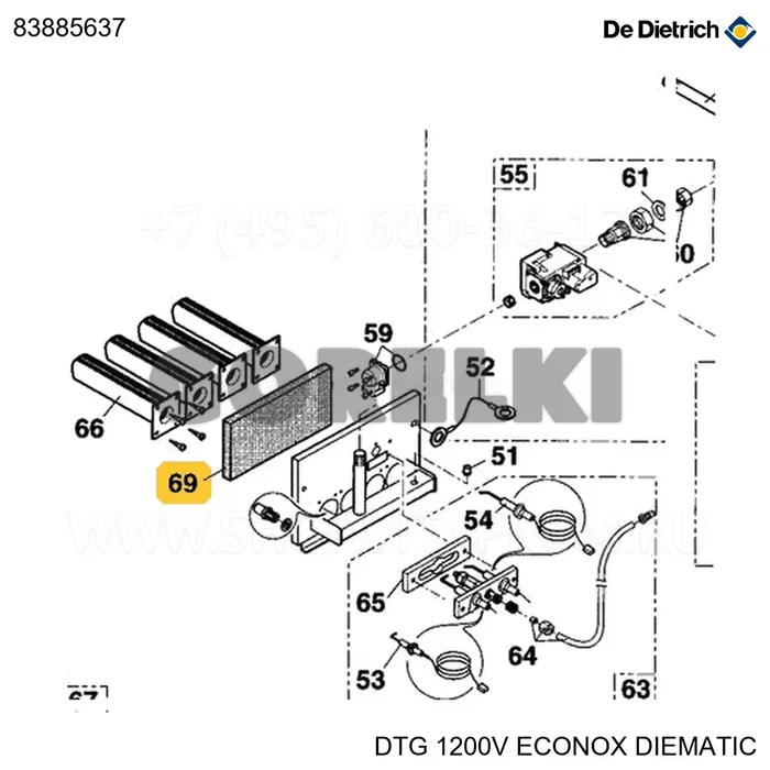 Комплект изоляции выдвижного блока горелки F-W5 De Dietrich 83885637 для газового котла