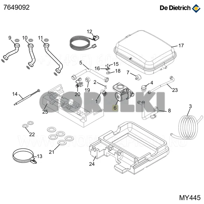 Комплект насоса Wilo Yonos Para RS15/7 + кабели De Dietrich 7649092 для газового котла