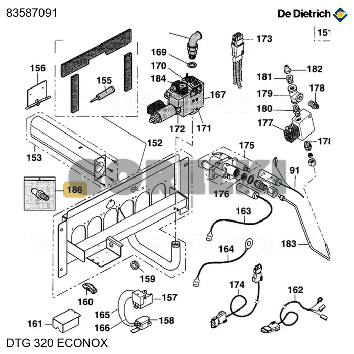 Комплект переоборудования e/h eox gd91 14 De Dietrich 83587091 для газового котла