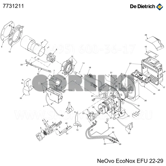 Комплект подогревателя 25 Вт и воздушной заслонки De Dietrich 7731211 для газового котла
