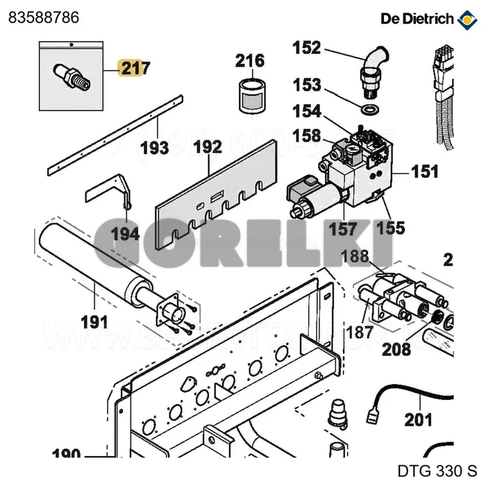 Комплект преобразования e/h s 14 gd149 De Dietrich 83588786 для газового котла