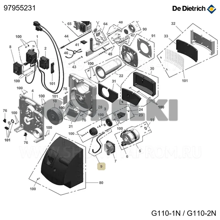 Комплект штуцера давления De Dietrich 97955231 для газового котла