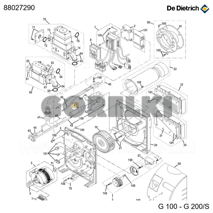 Комплект СУГ для brul g200/1 De Dietrich 88027290 для газового котла