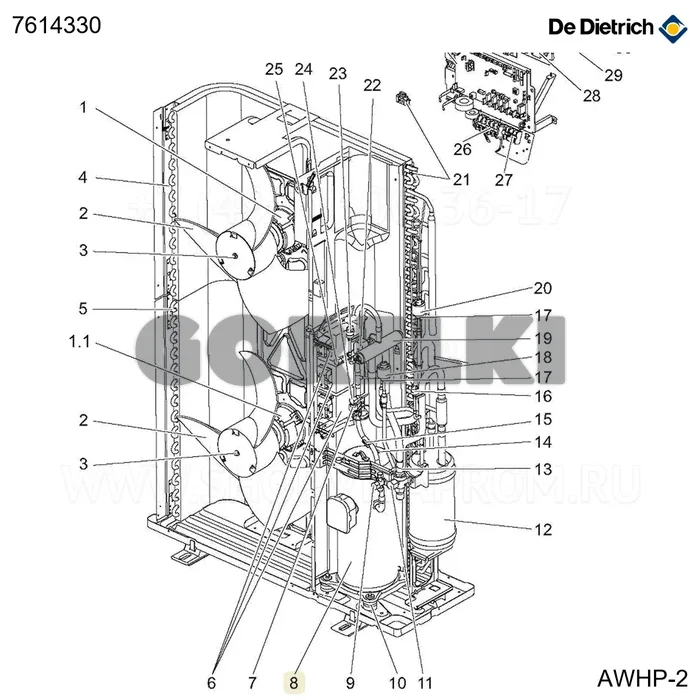 Компрессор anb33fndmt 11tr De Dietrich 7614330 для газового котла