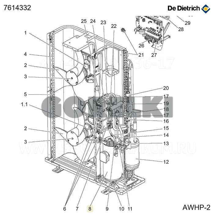 Компрессор anb42fndmt 16tr De Dietrich 7614332 для газового котла