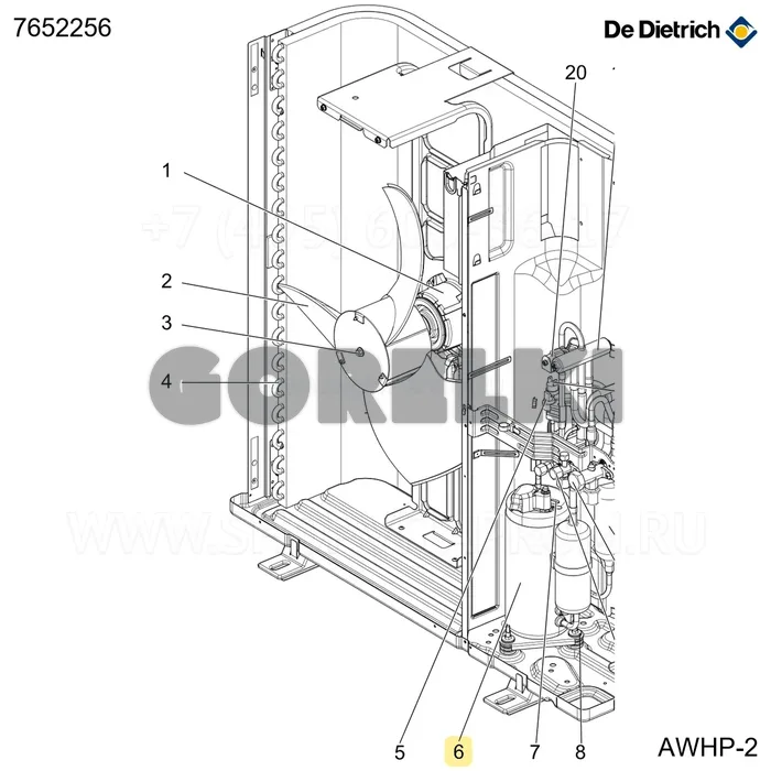 Компрессор SNB220FAGMC L1 8 MR-2R1.UK De Dietrich 7652256 для газового котла