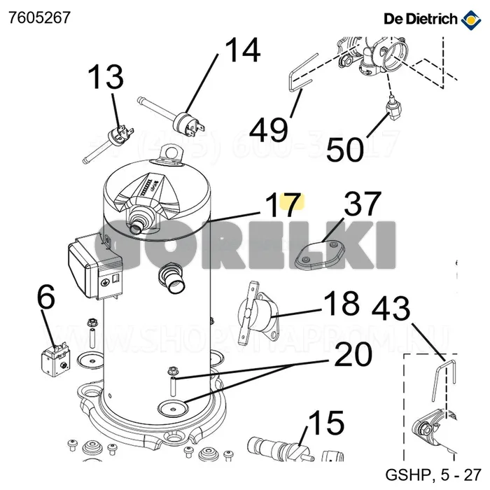 Компрессор zh19k1p-tfm-524 k1p De Dietrich 7605267 для газового котла