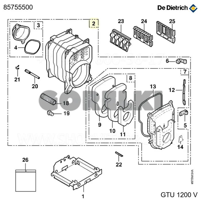 Корпус GT-GTU 123 в сборе De Dietrich 85755500 для газового котла