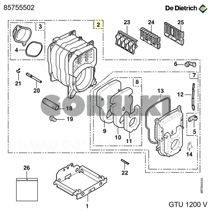 Корпус gt-gtu 125 cpr De Dietrich 85755502 для газового котла