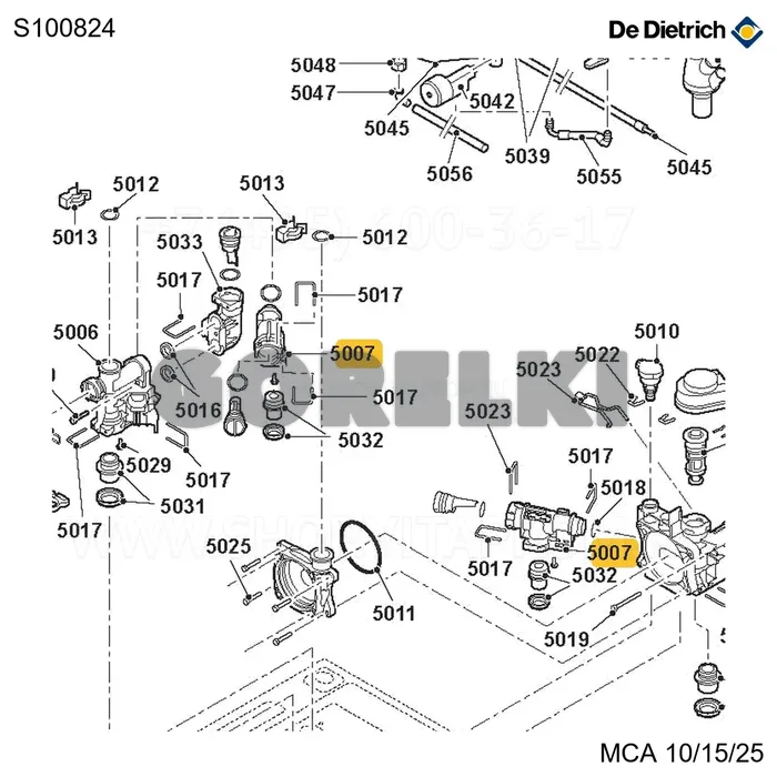 Корпус картриджа De Dietrich S100824 для газового котла