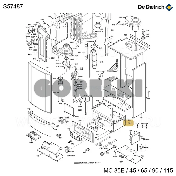 Корпус панели управления De Dietrich S57487 для газового котла