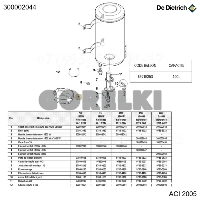 Кожух защитный для настенного теплообменника вертикальный De Dietrich 300002044 для газового котла