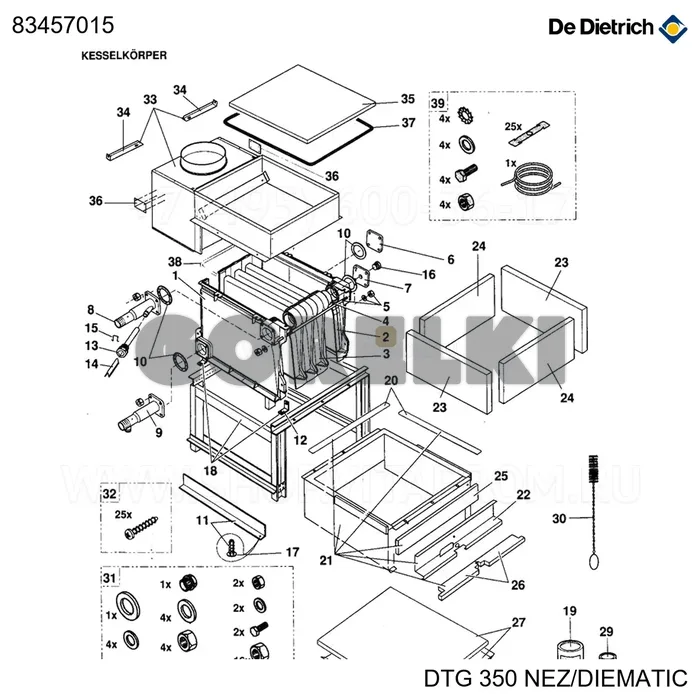 Крайняя правая секция De Dietrich в сборе к DTG-350 83457015 для газового котла