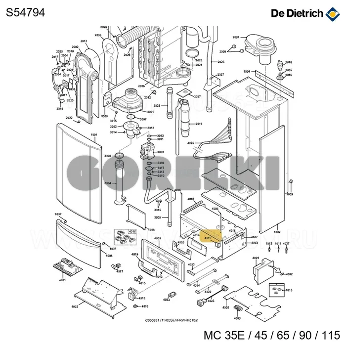 Крепление корпуса предохранительного De Dietrich S54794 для газового котла