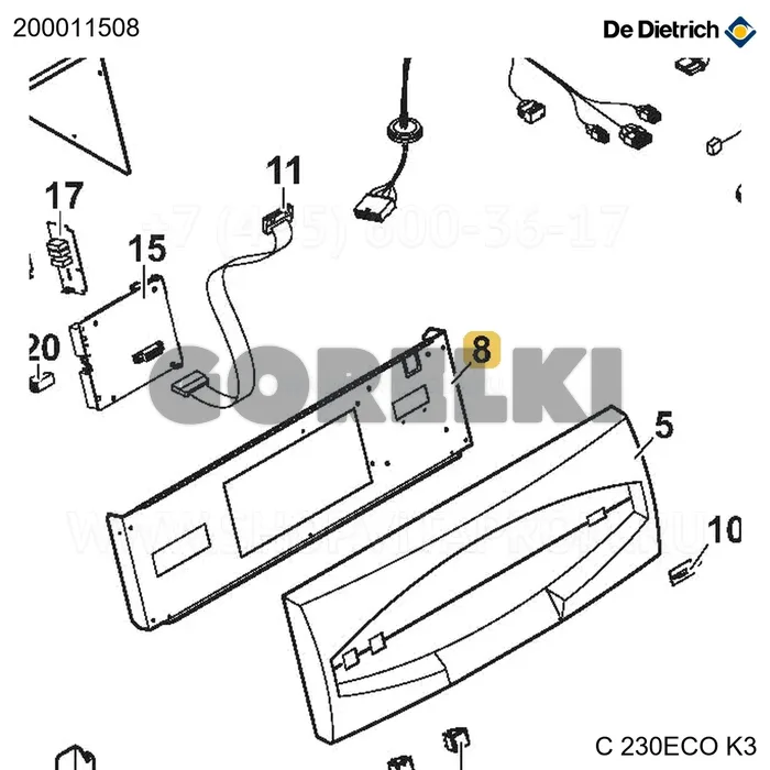 Кронштейн панели c230 De Dietrich 200011508 для газового котла