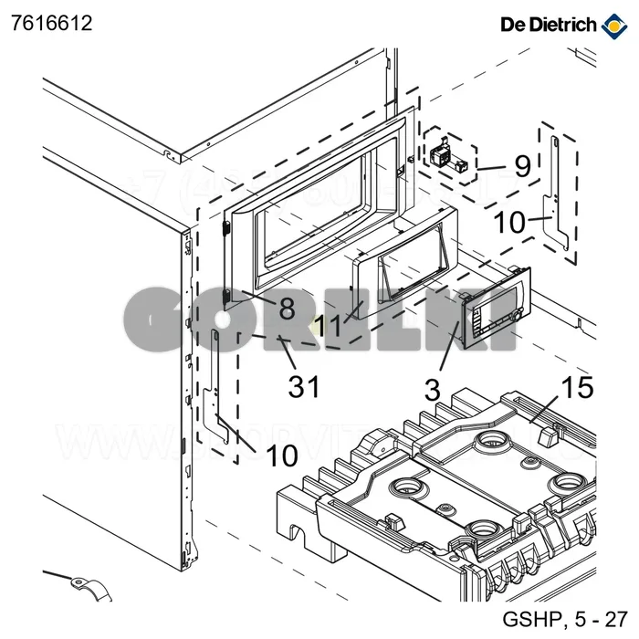 Кронштейн панели управления De Dietrich 7616612 для газового котла