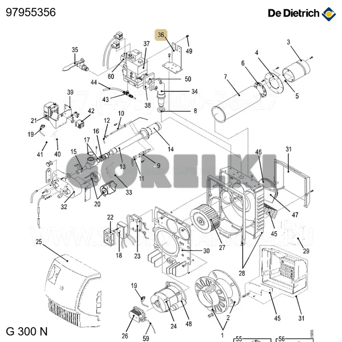 Кронштейн рампы MBVEF 412 De Dietrich 97955356 для газового котла