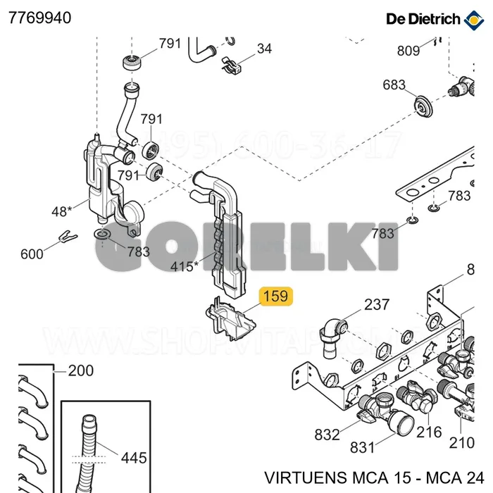 Кронштейн сифона De Dietrich 7769940 для газового котла