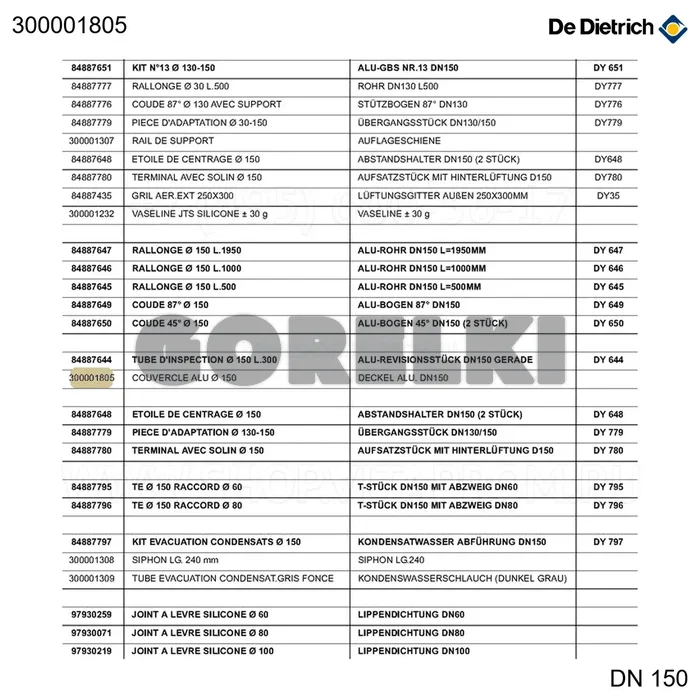 Крышка алюминиевая d.150 De Dietrich 300001805 для газового котла