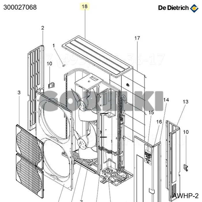 Крышка awhp 22-27 tr De Dietrich 300027068 для газового котла
