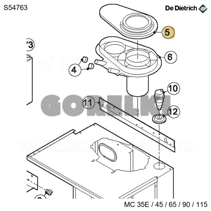 Крышка переходная 2x100 65-115 De Dietrich S54763 для газового котла