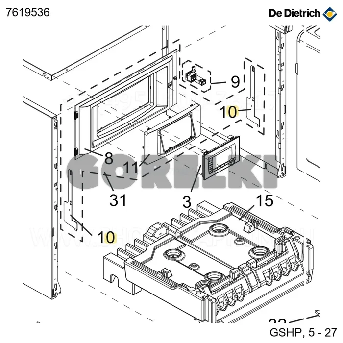 Крючок панели De Dietrich 7619536 для газового котла