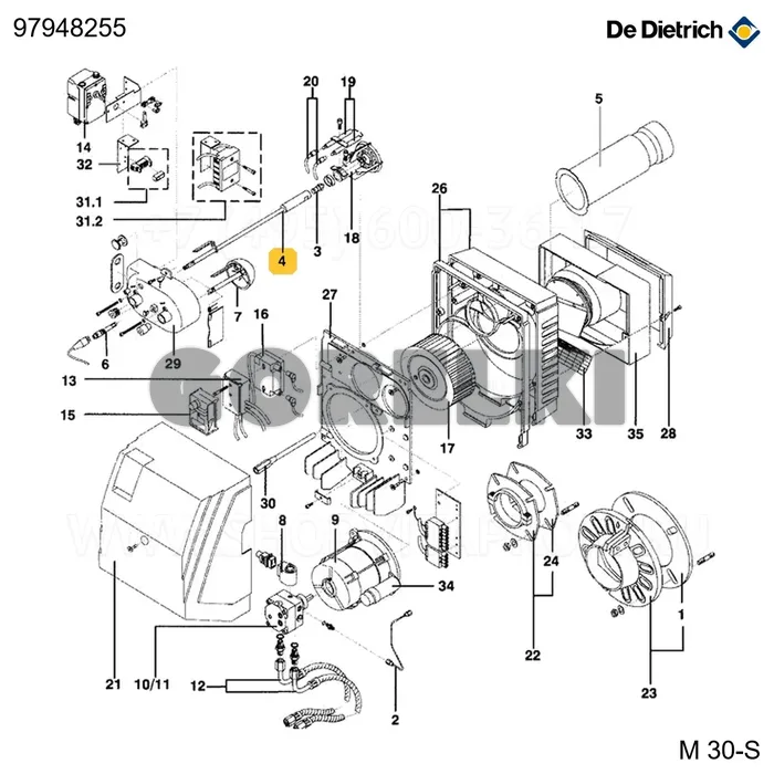 Линия форсунки без подогрева lg.509mm De Dietrich 97948255 для газового котла